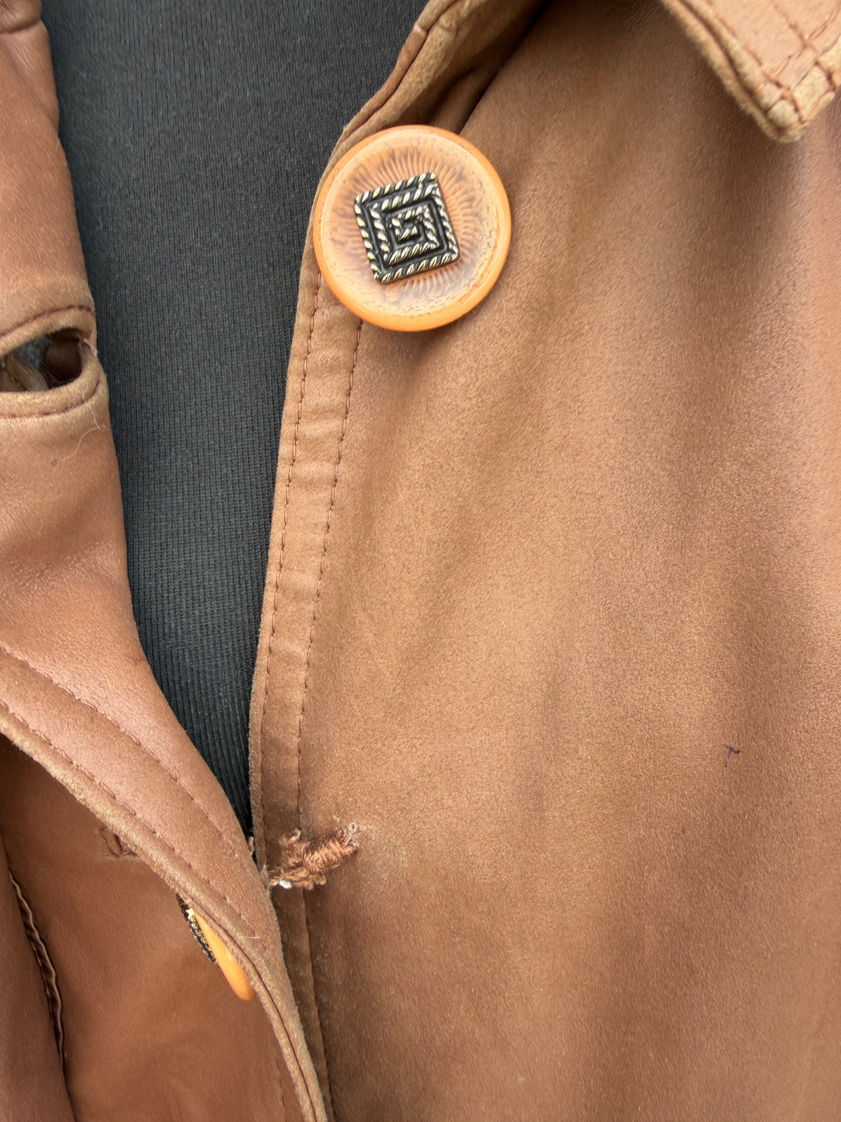 80s brown leather coat uk 14-16