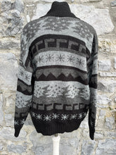 Load image into Gallery viewer, 80s Grey&amp;black cardigan M/L
