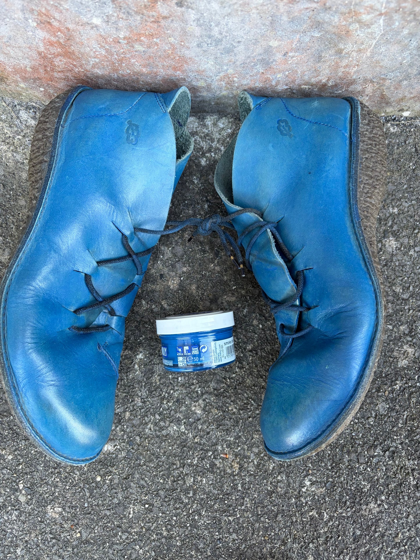 Handmade blue leather boots  uk 8 (eu 42)