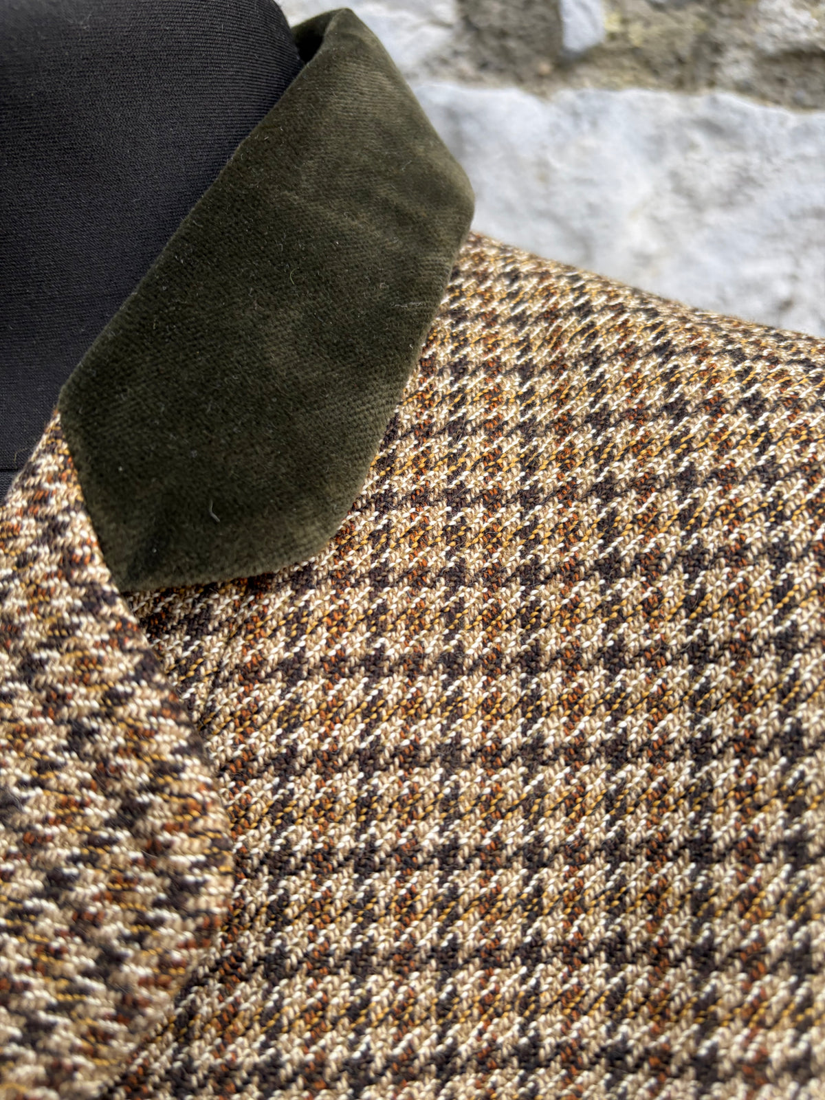 90s brown houndstooth equestrian jacket uk 10-12