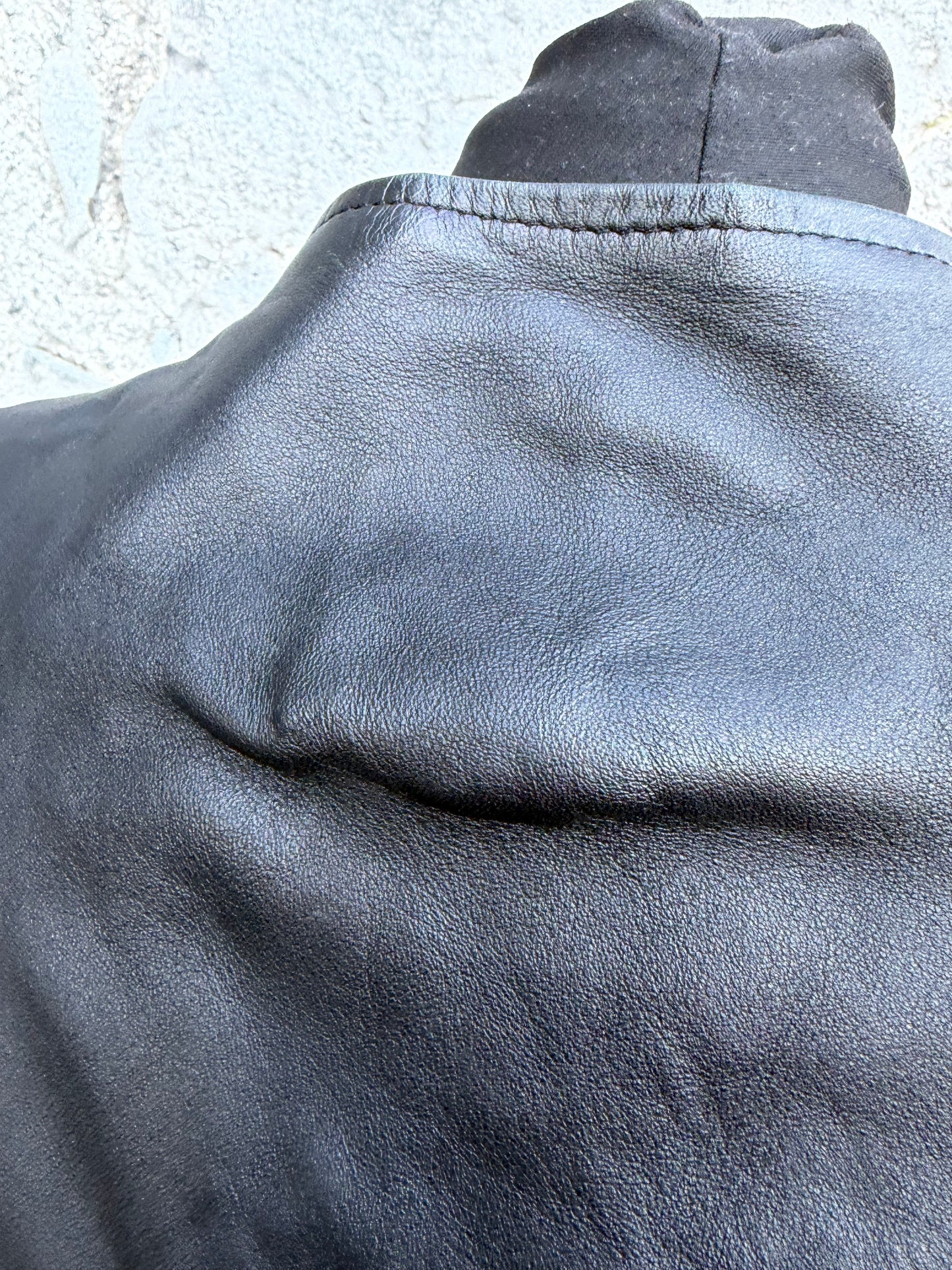 80s black leather jacket Large
