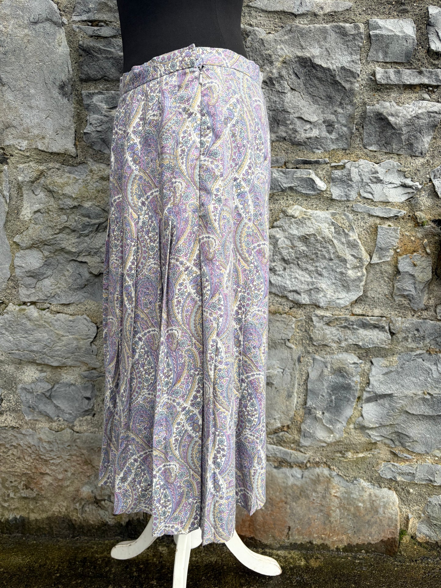 80s purple Paisley skirt uk 12