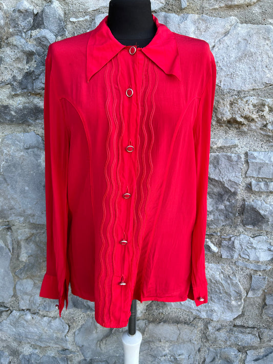 80s red blouse uk 10-12