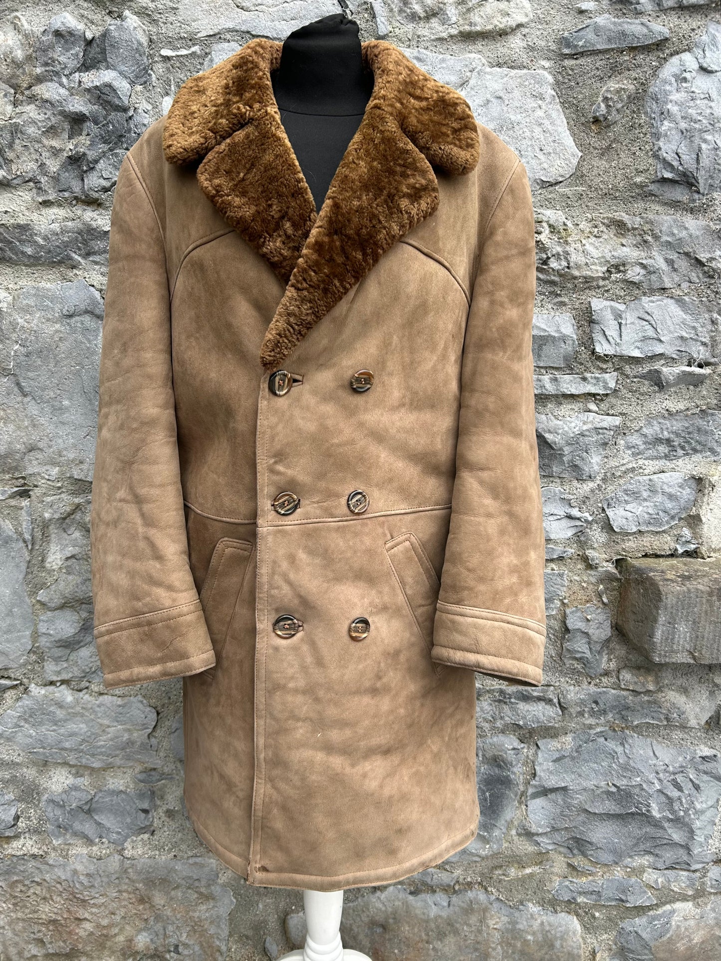 80s brown leather sheepskin coat Medium