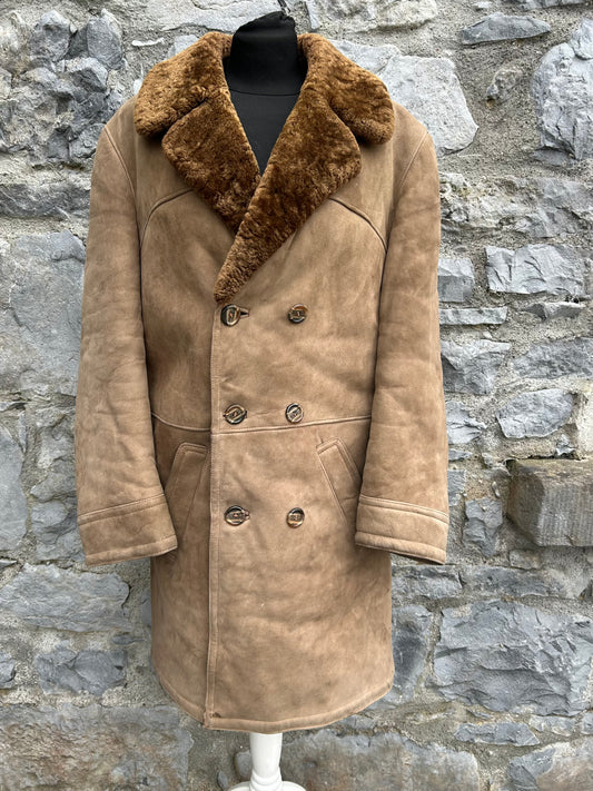 80s brown leather sheepskin coat Medium