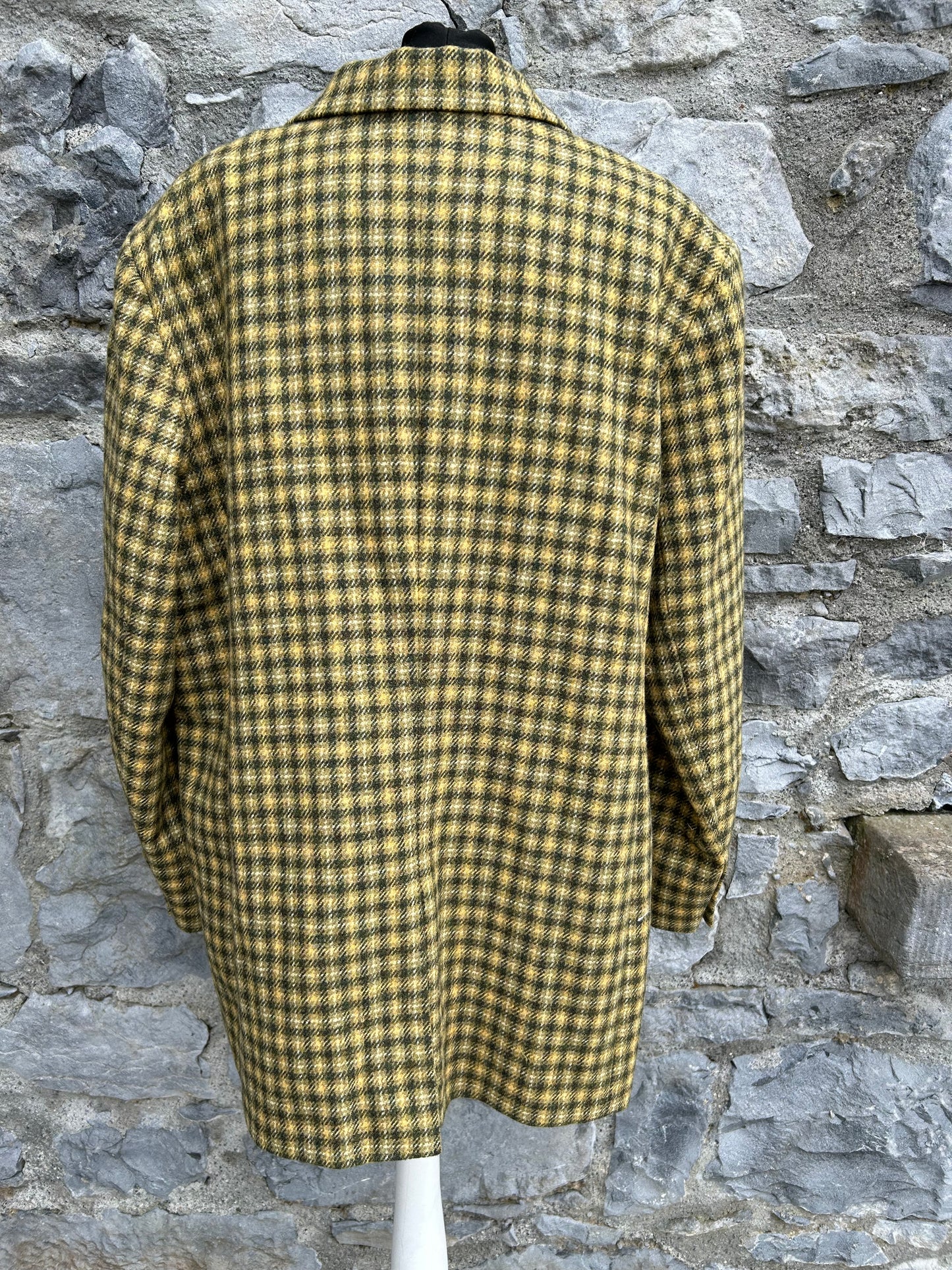 90s green&yellow check jacket uk 14