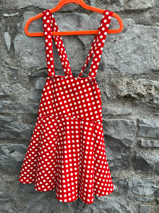 90s red polka dots pinafore with shorts 6y (116cm)