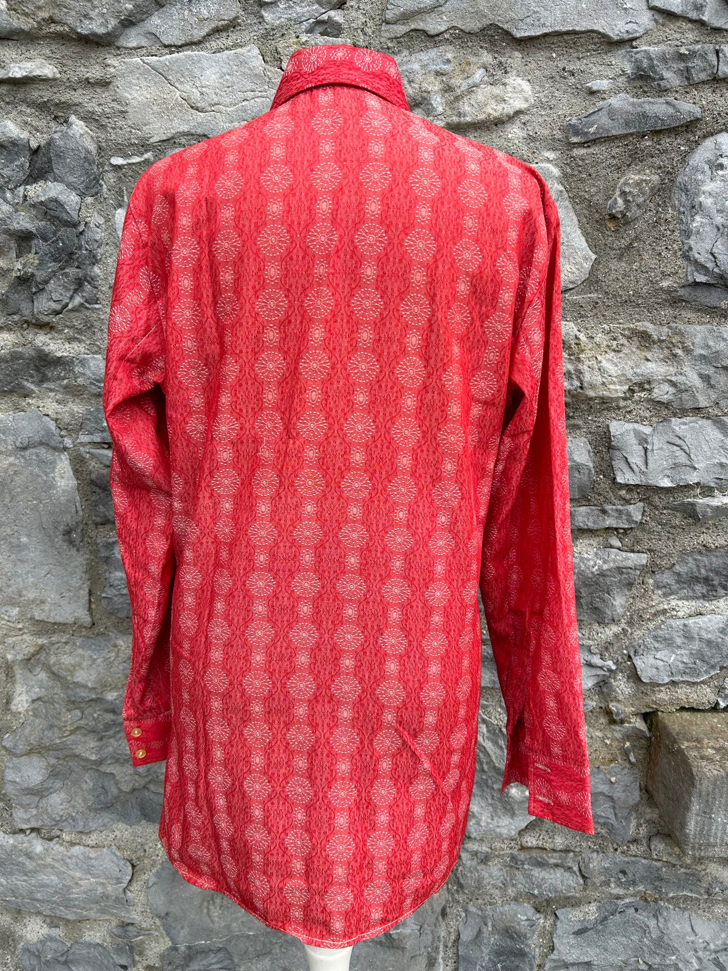 80s circles pattern red shirt uk 12 -14