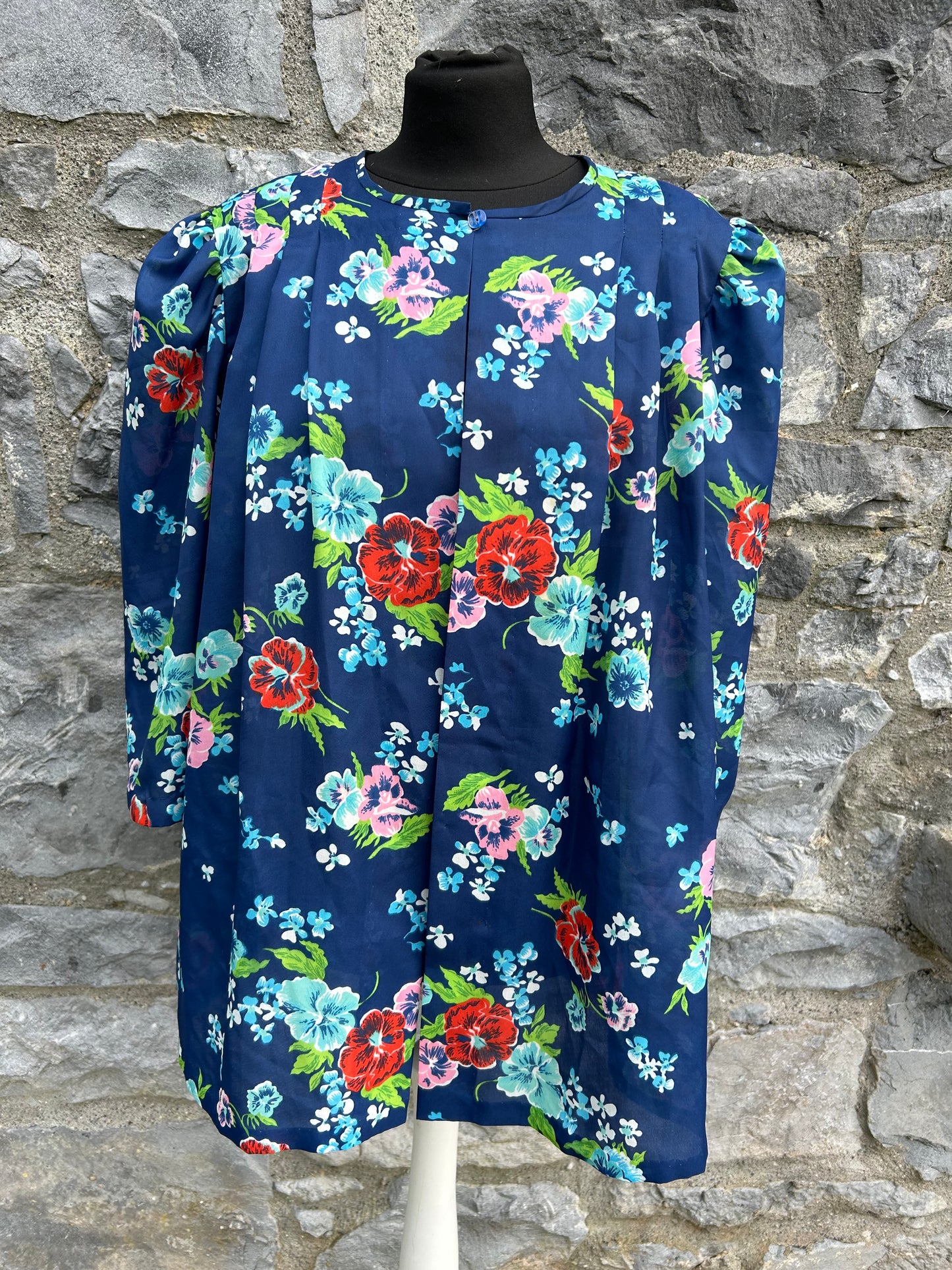 90s blue floral dress&open jacket uk 16-18