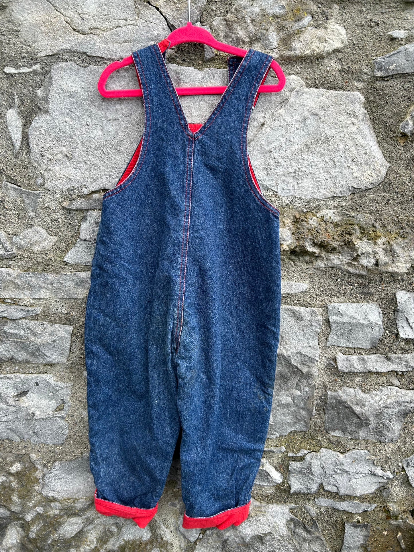 80s winter bear denim dungarees 2-3y (92-98cm)