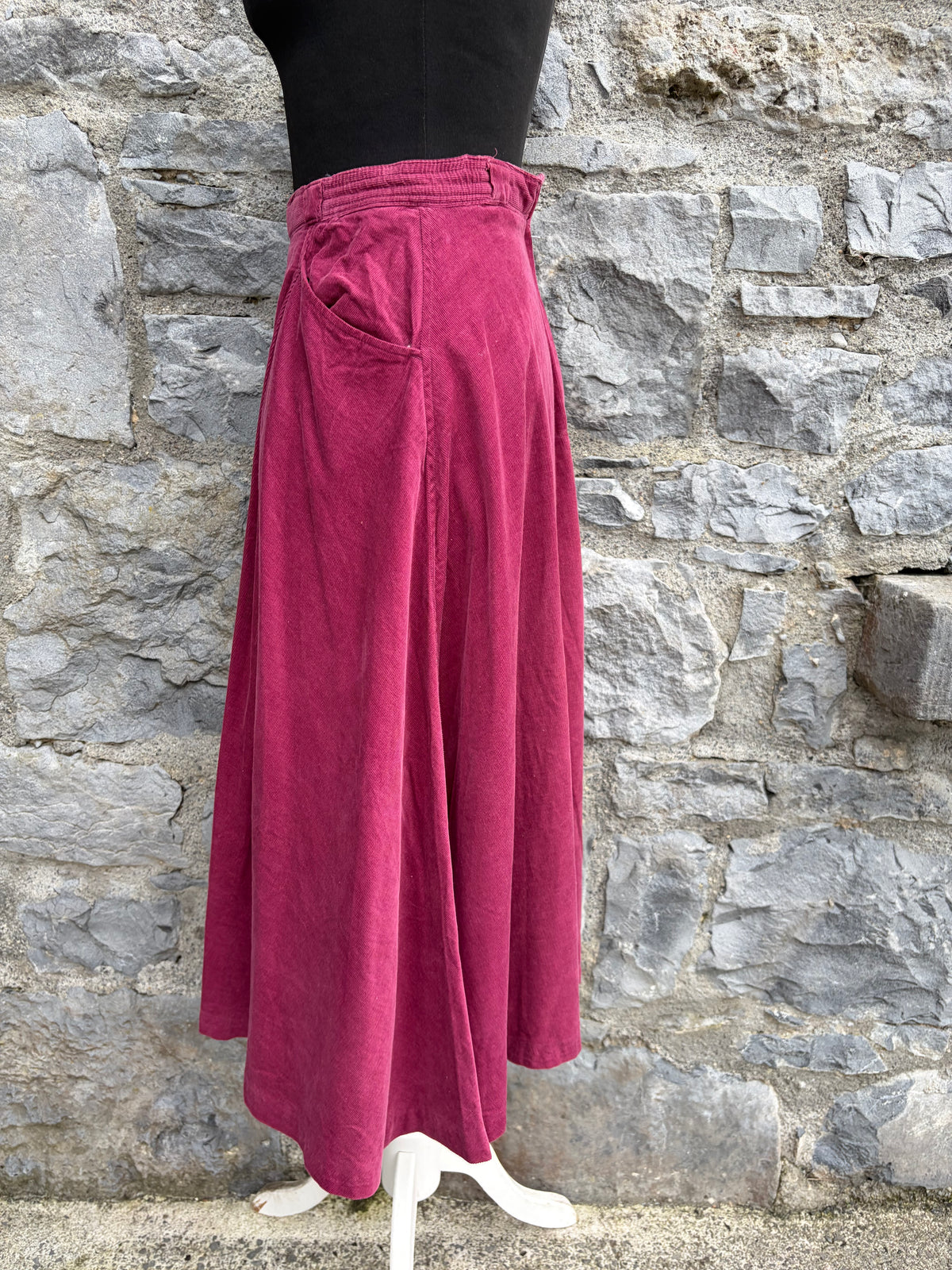 80s burgundy cord skirt uk 6