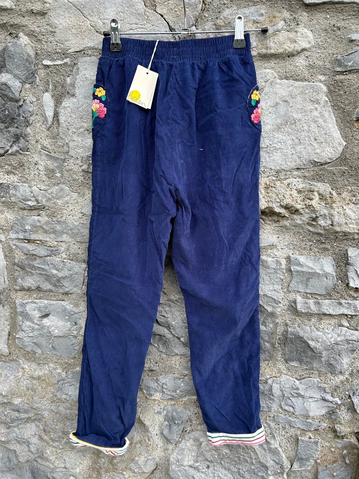 MB Navy cords with floral pockets 10y (140cm)