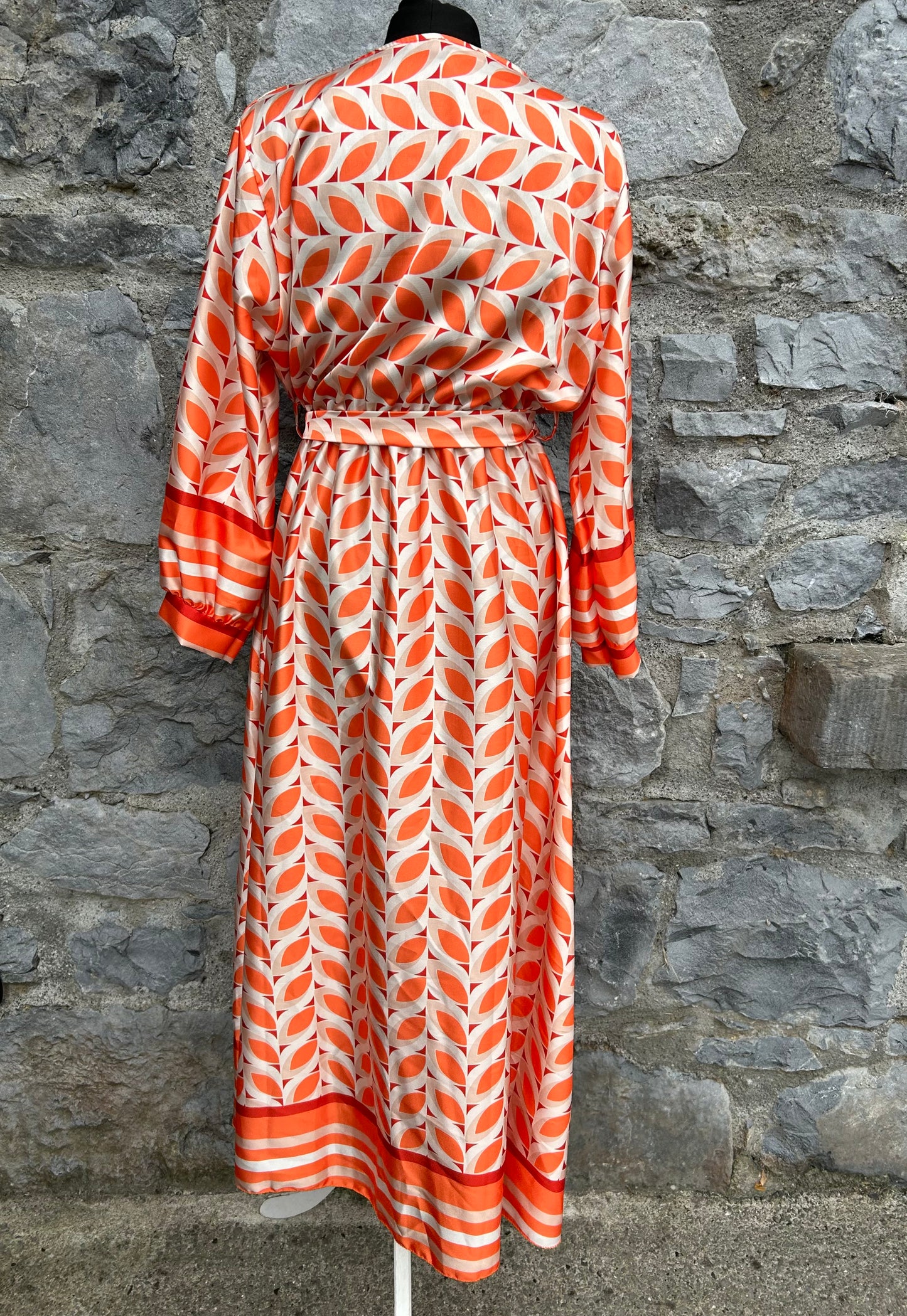 Orange leaves pattern dress uk 12