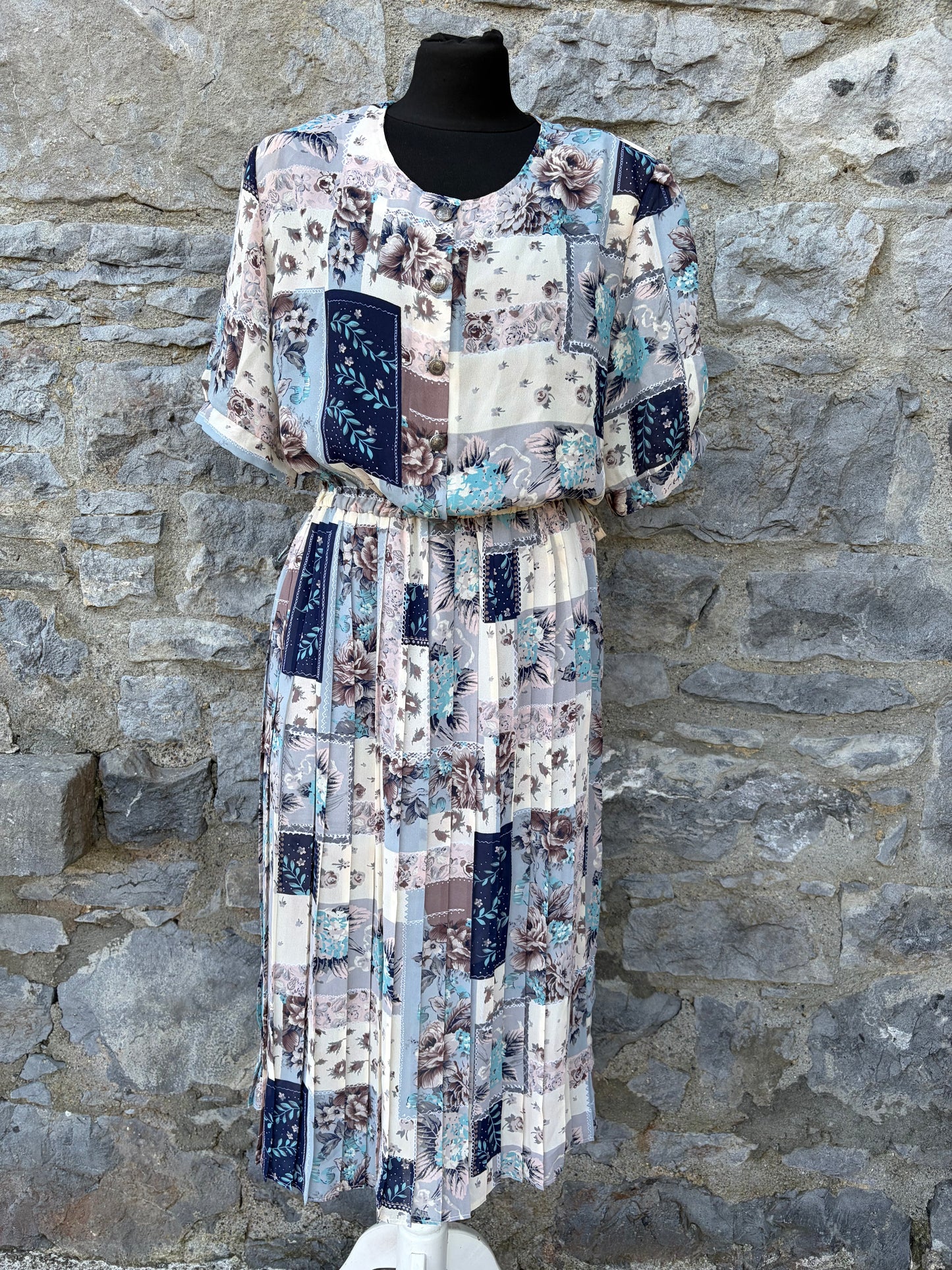 80s floral patchwork dress uk 14