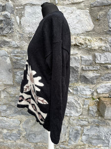 90s black floral jumper uk 14-16