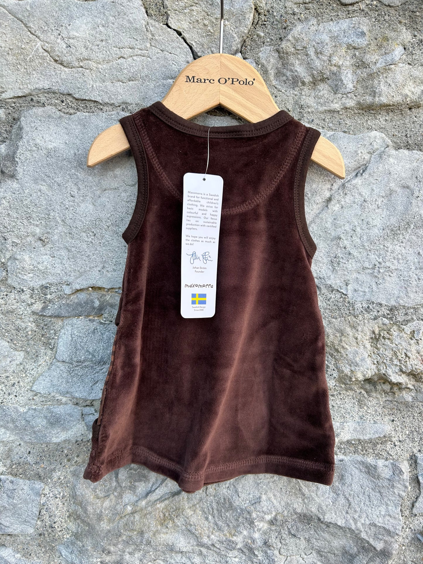 Brown velour pinafore 0-1m (50-56cm)