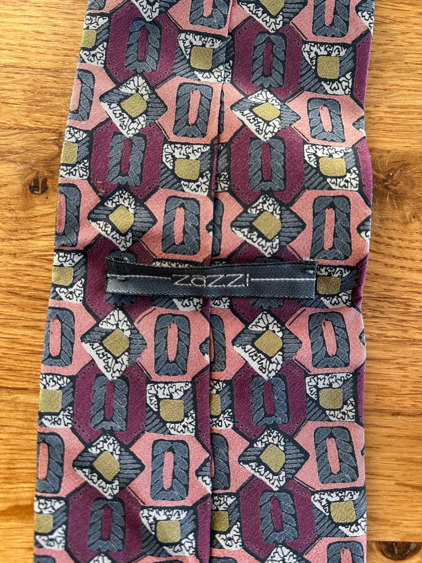 Abstract grey&maroon&pink tie