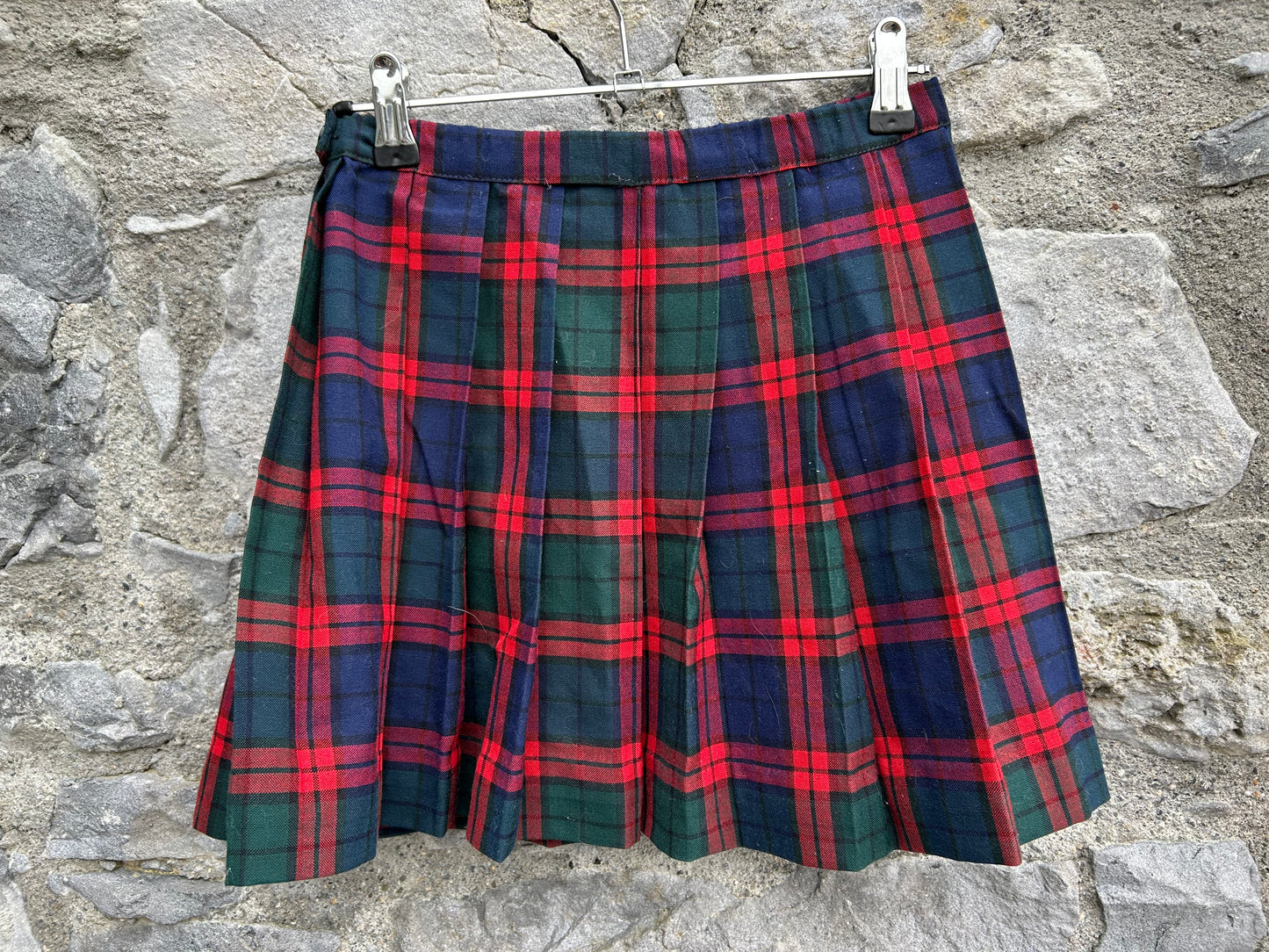 Red&navy check pleated wrap skirt  6-8y (116-128cm)