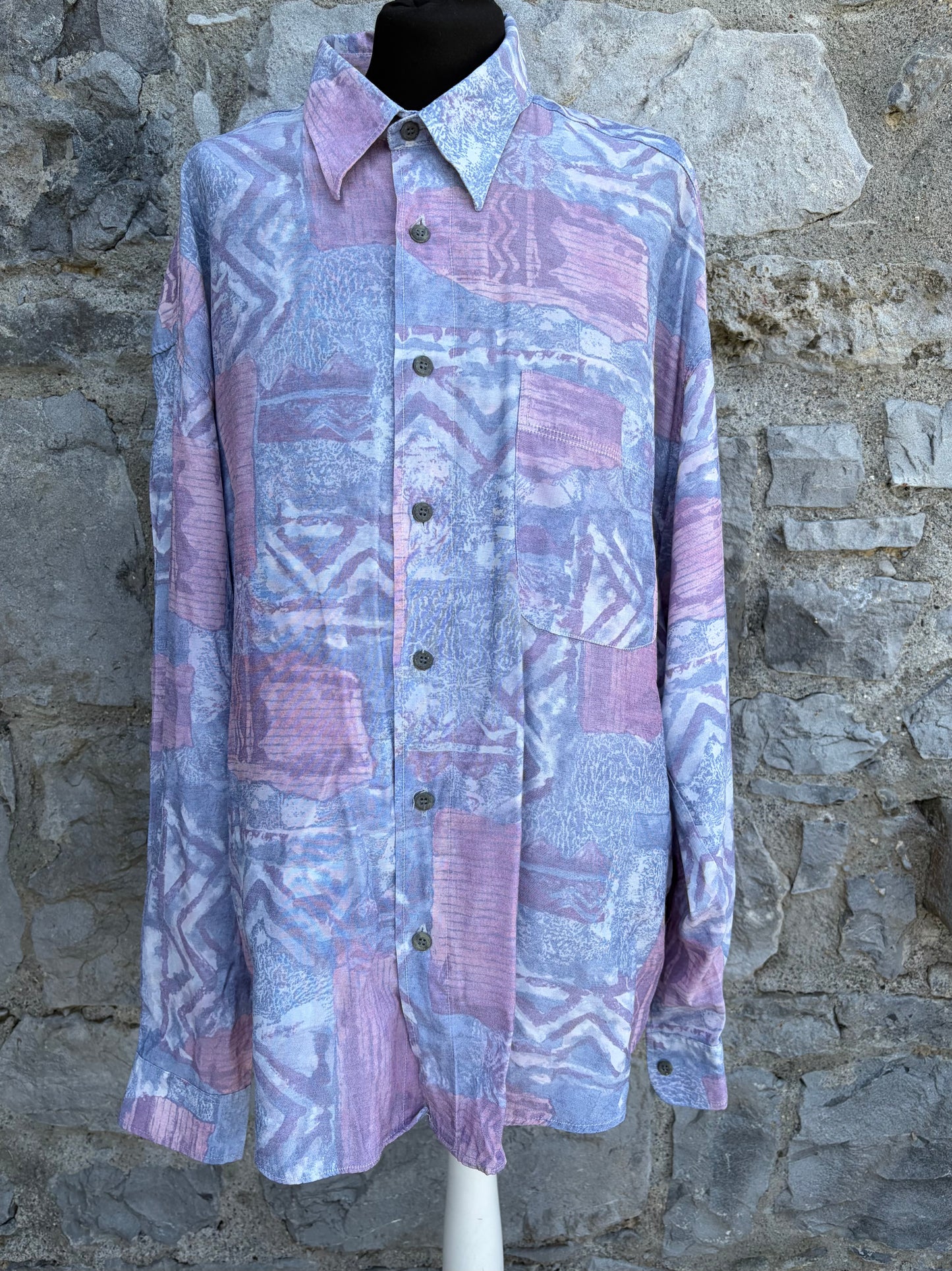 80s Aztec print purple shirt XL