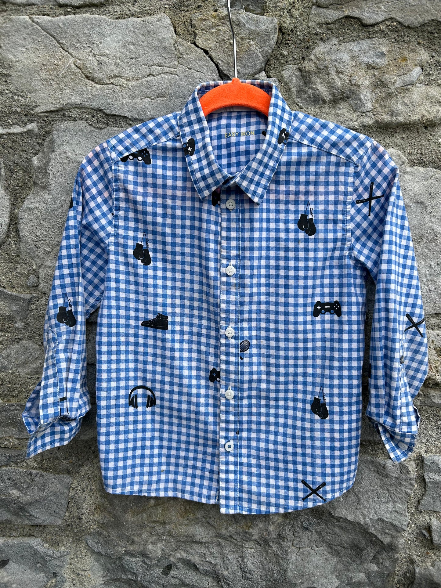 Blue gingham shirt  3-4y (98-104cm)