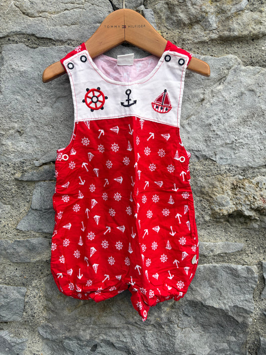 90s Sailor Red romper  3-6m (62-68cm)