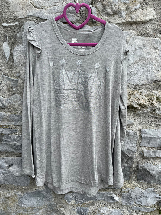 Glitter crown grey top  12y (152cm)