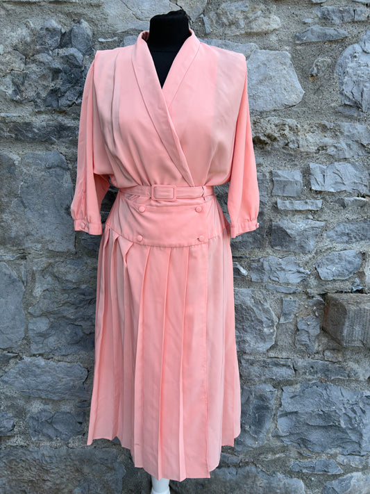 80s peach wrap dress uk 8