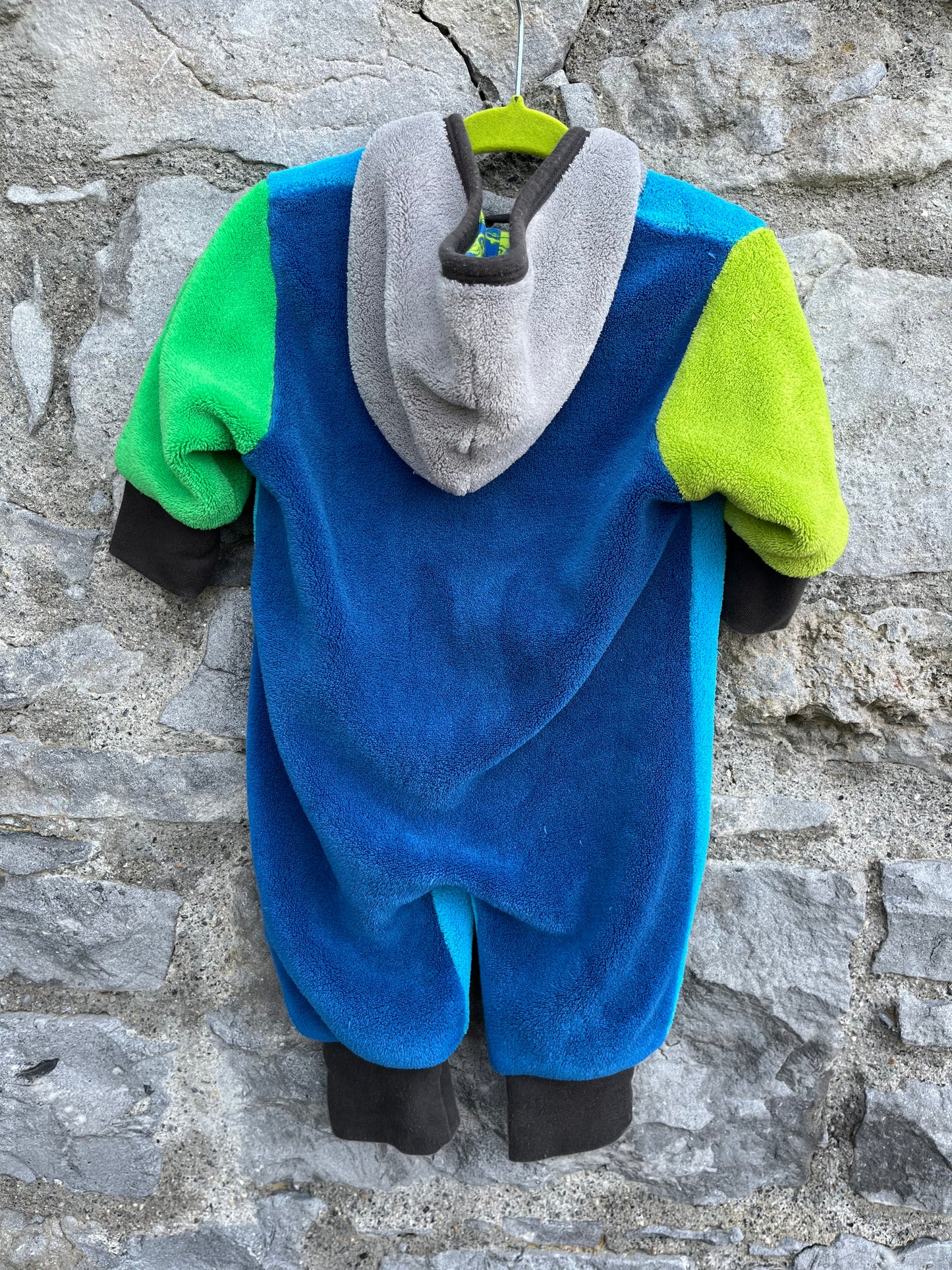 Blue monkey fleece onesie 3m (62cm)