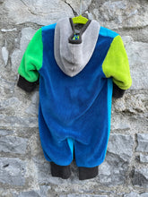 Load image into Gallery viewer, Blue monkey fleece onesie 3m (62cm)
