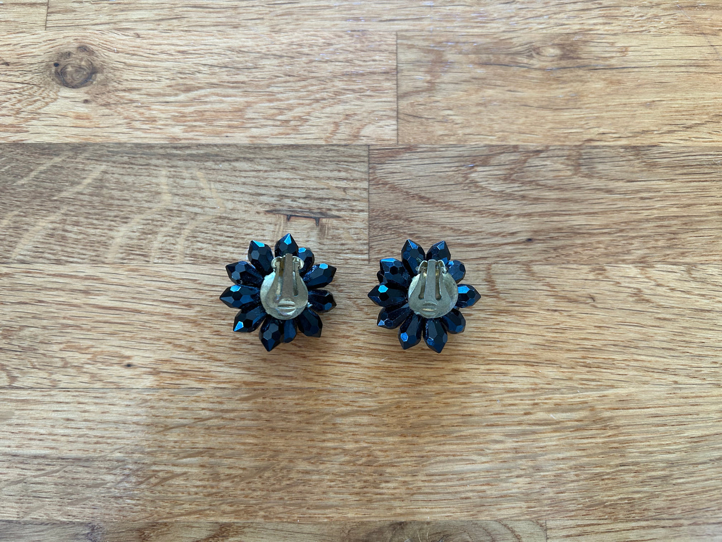 Black flower earrings