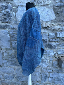 90s blue jumper with denim patches M/L