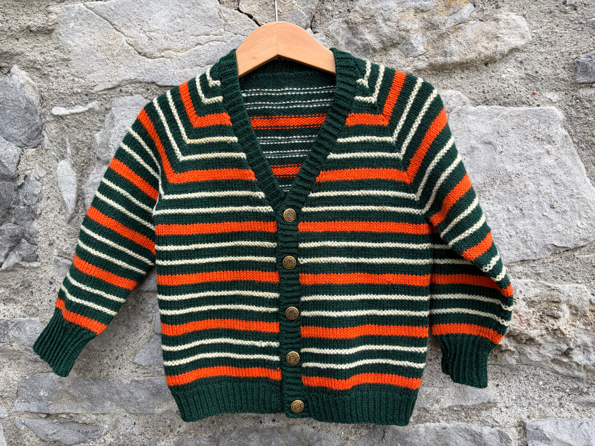 Green&orange stripy cardigan  2-3y (92-98cm)