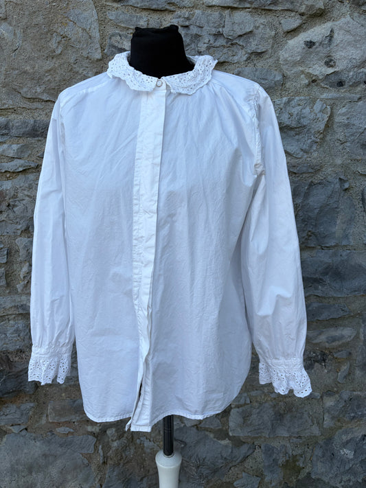 90s white folk shirt uk 12