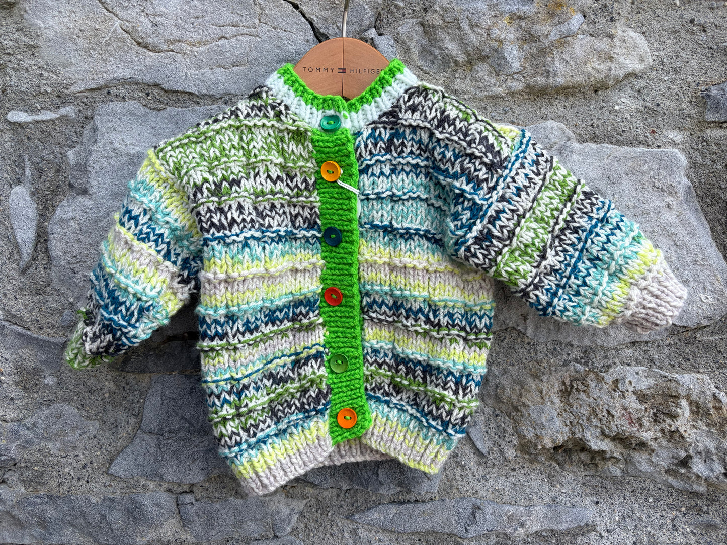 Green melange panel cardigan  3m (62cm)
