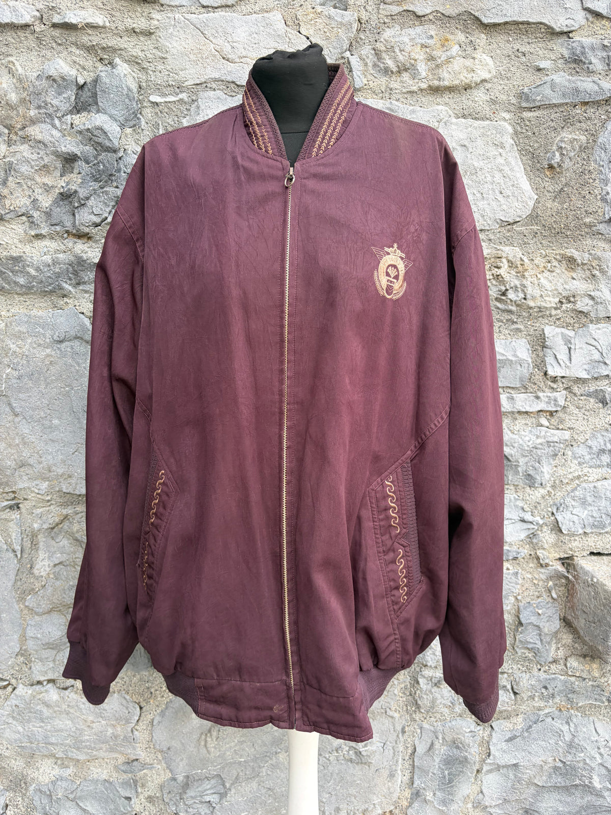 90s maroon bomber jacket