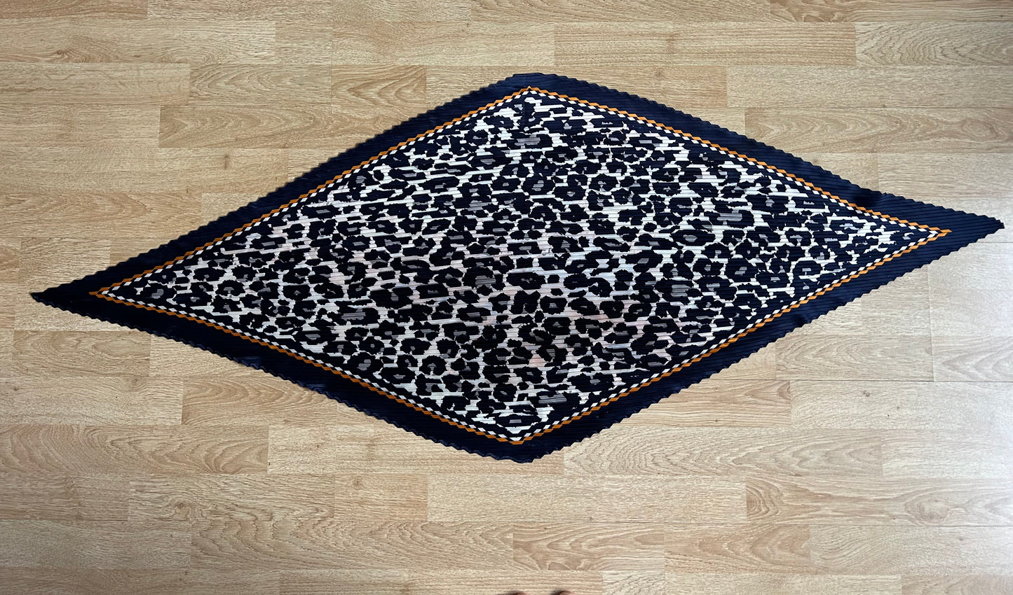 Navy pleated leopard scarf