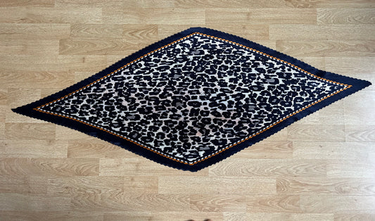 Navy pleated leopard scarf