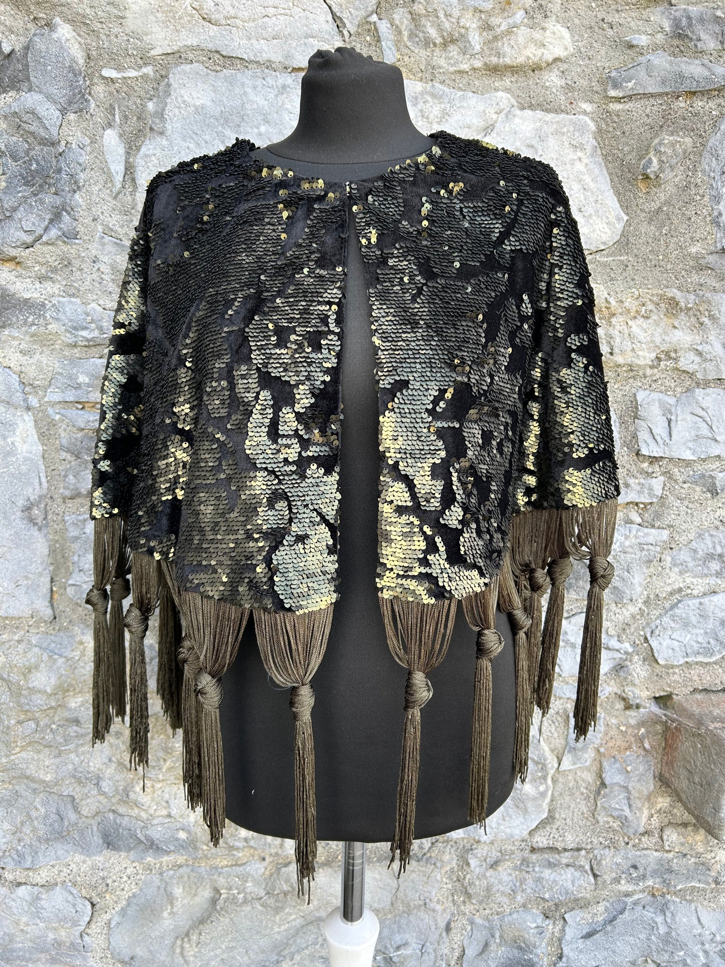 Sequin velvet cape with tassels uk 8-12