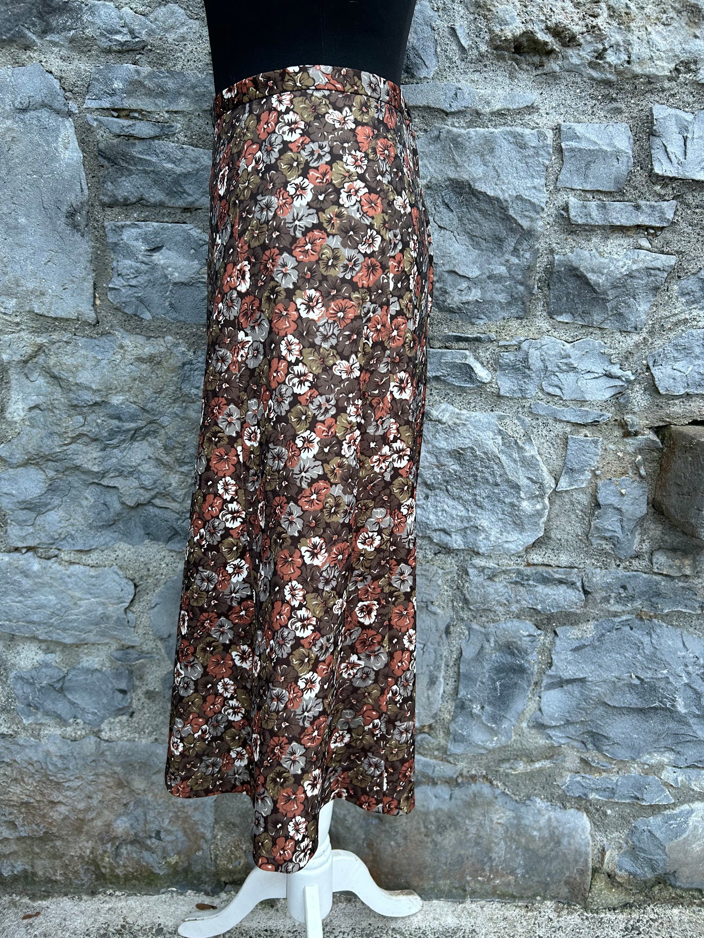 80s brown floral skirt uk 8