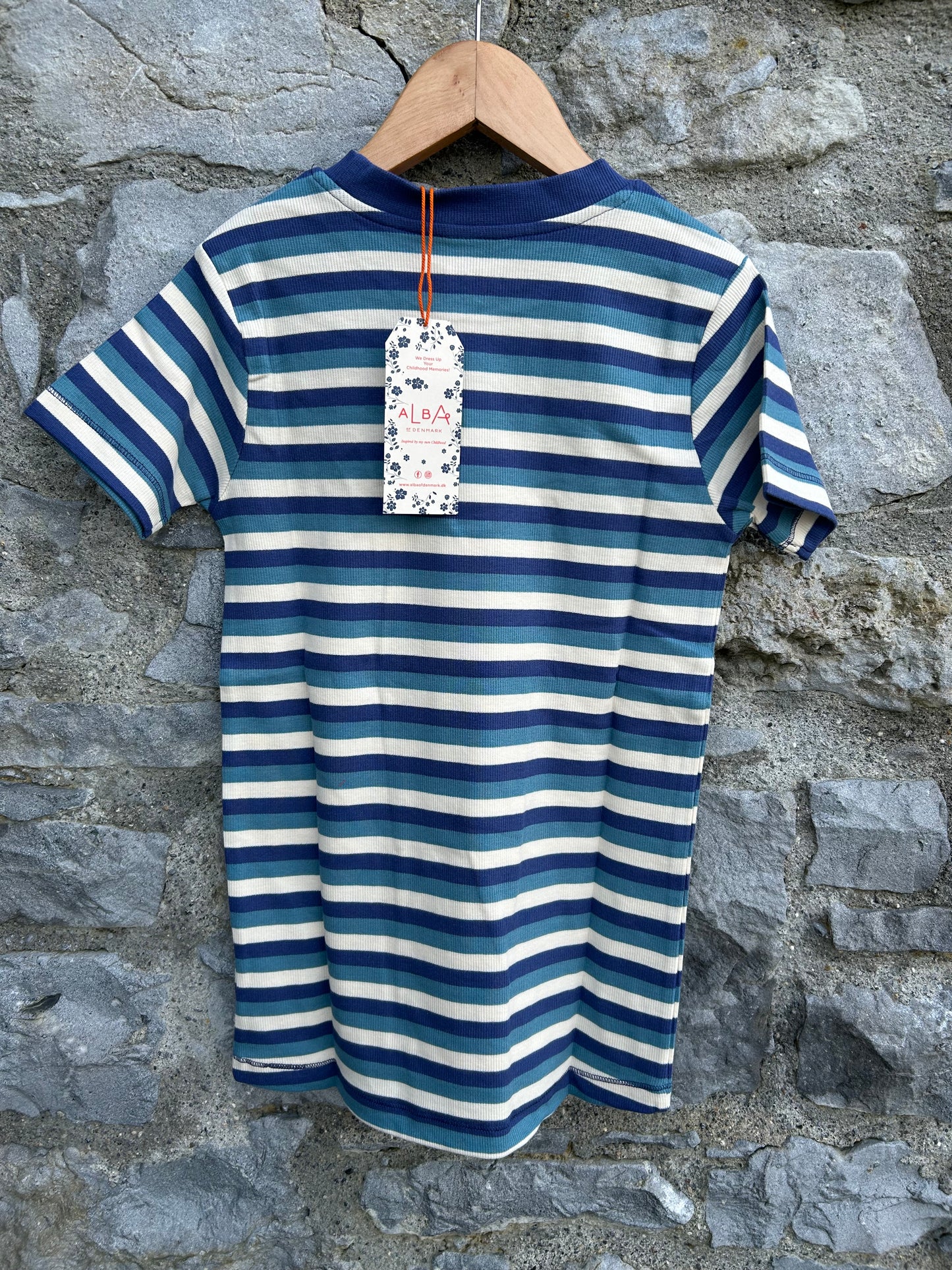 Storm blue stripy T-shirt   10y (140cm)