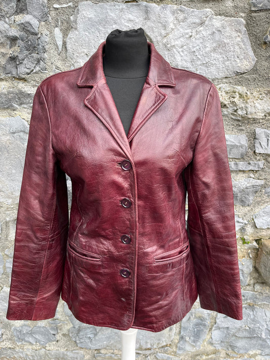 80s maroon leather jacket uk 6-8