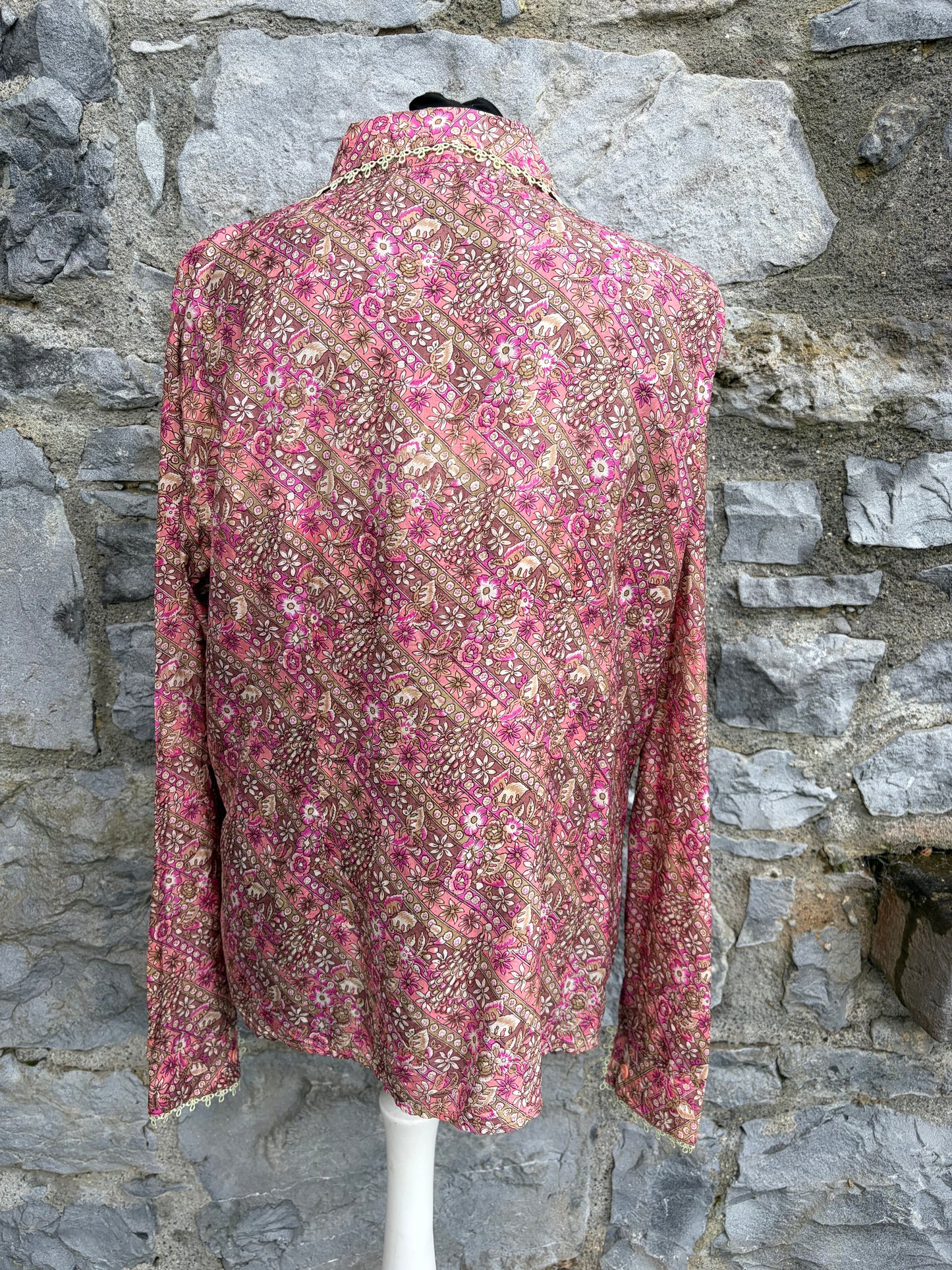 80s pink floral blouse uk 14