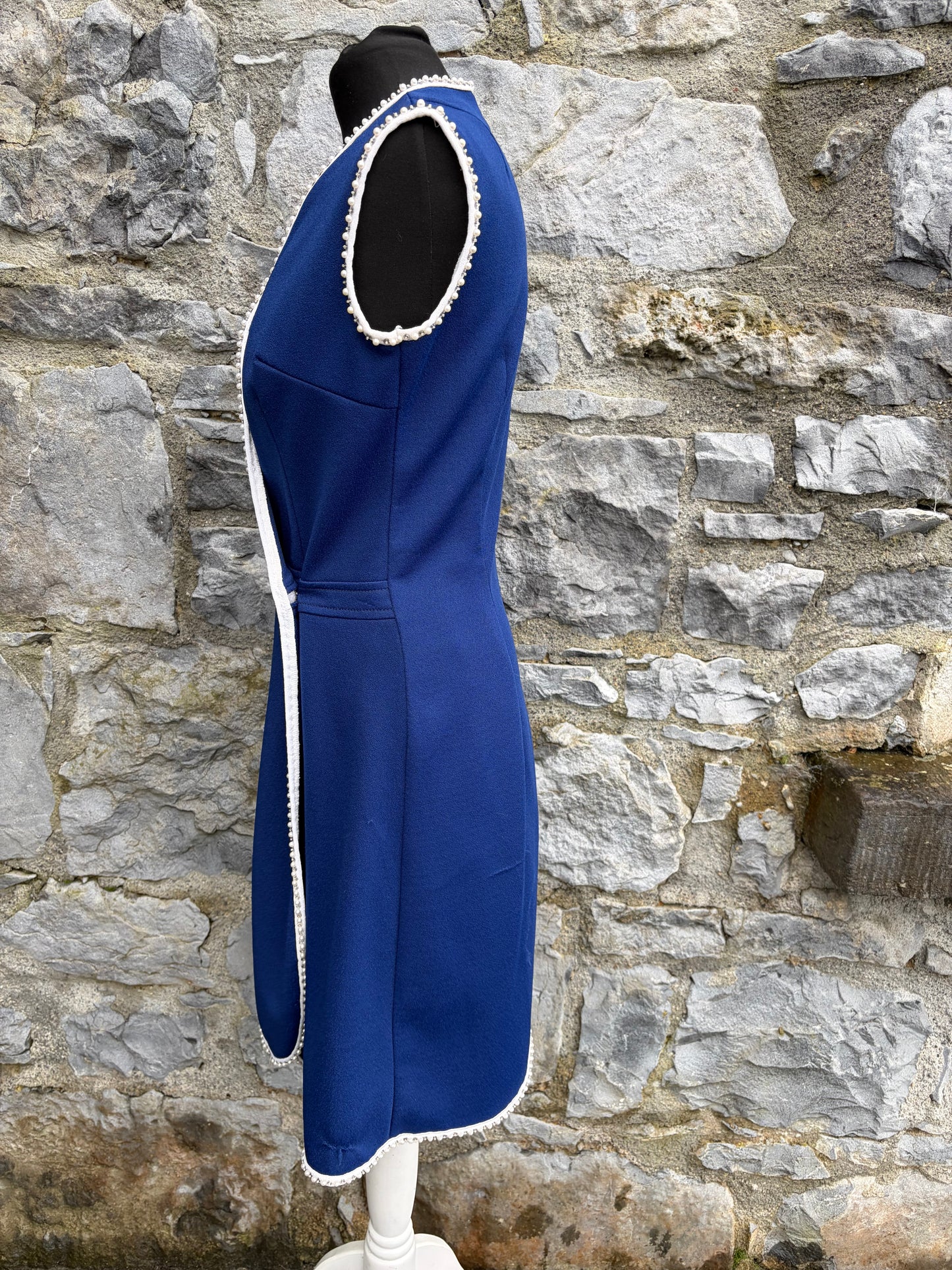 90s blue wrap pearl trim dress uk 10-12