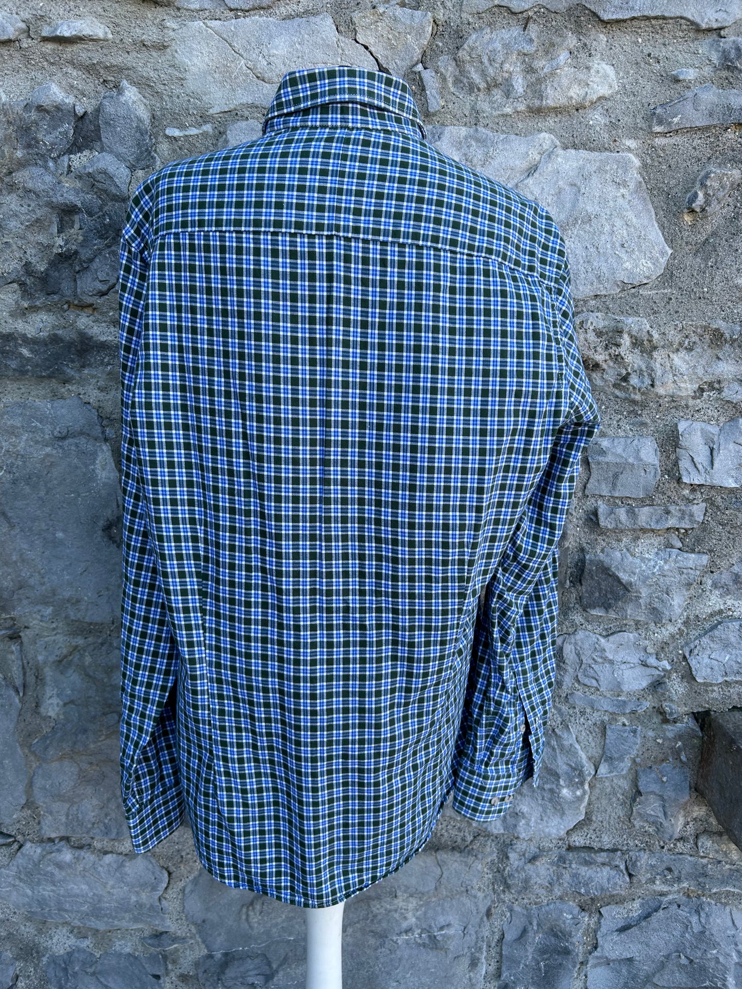 90s Green&blue check shirt M-L