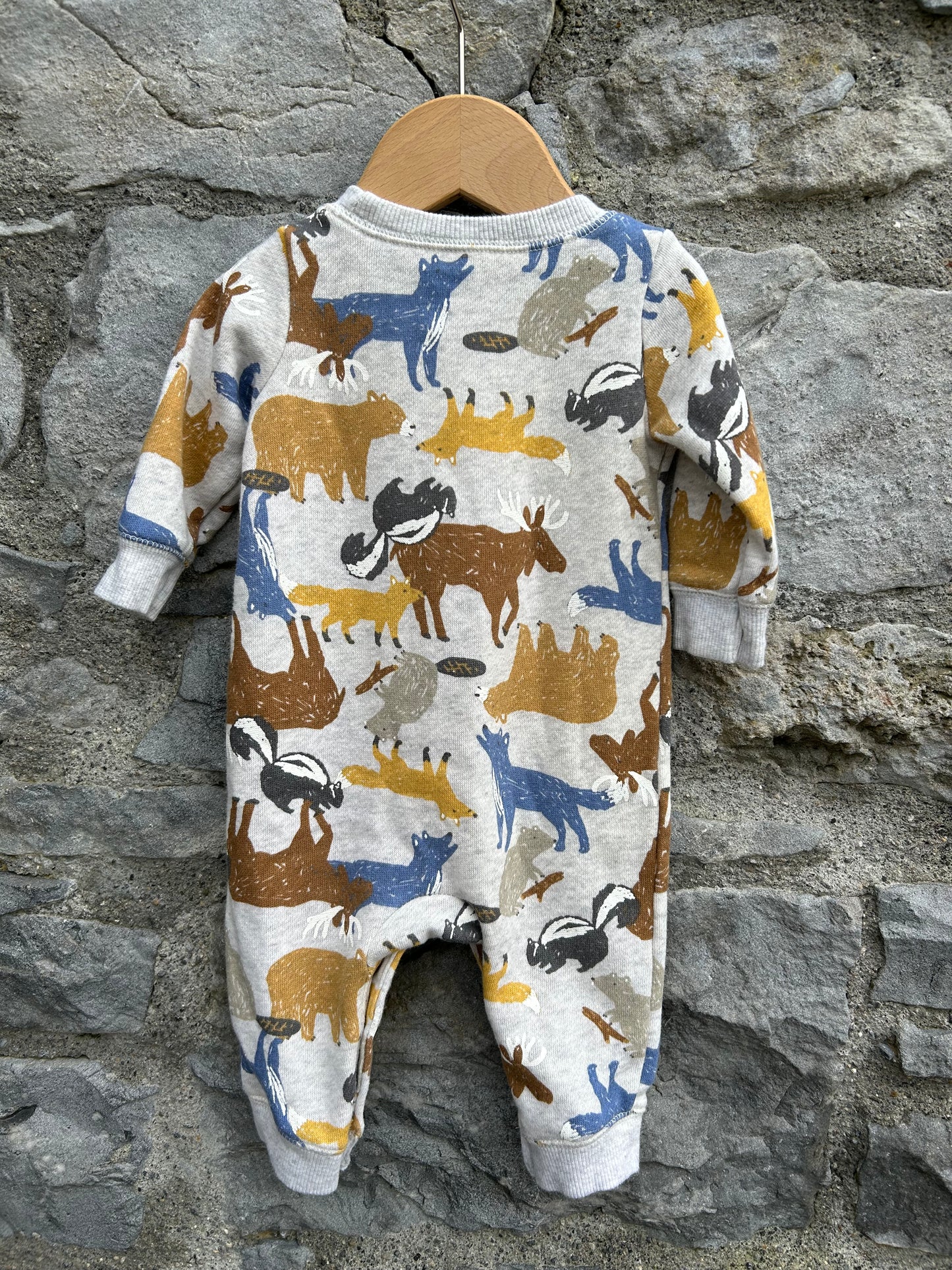 Woodland animals grey onesie  6m (68cm)