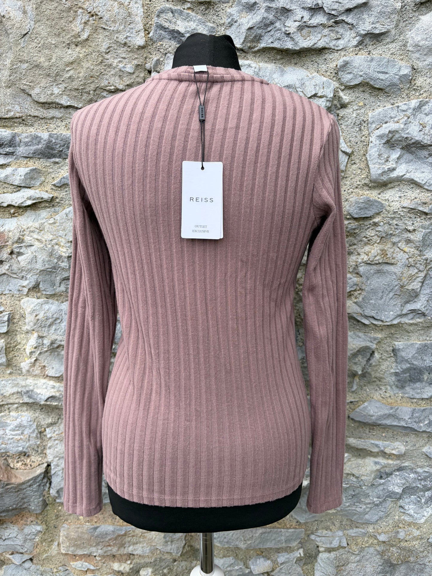Brown Carmen Ribbed Long Sleeve Top uk 8-10