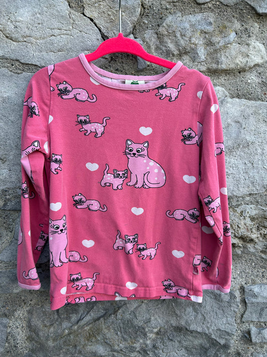 Pink cats top  3-4y (98-104cm)