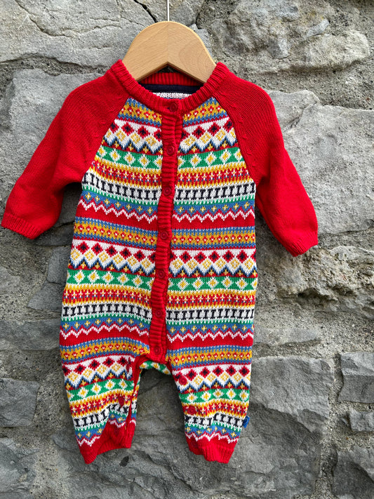 Colourful festive knitted onesie  1-3m (56-62cm)