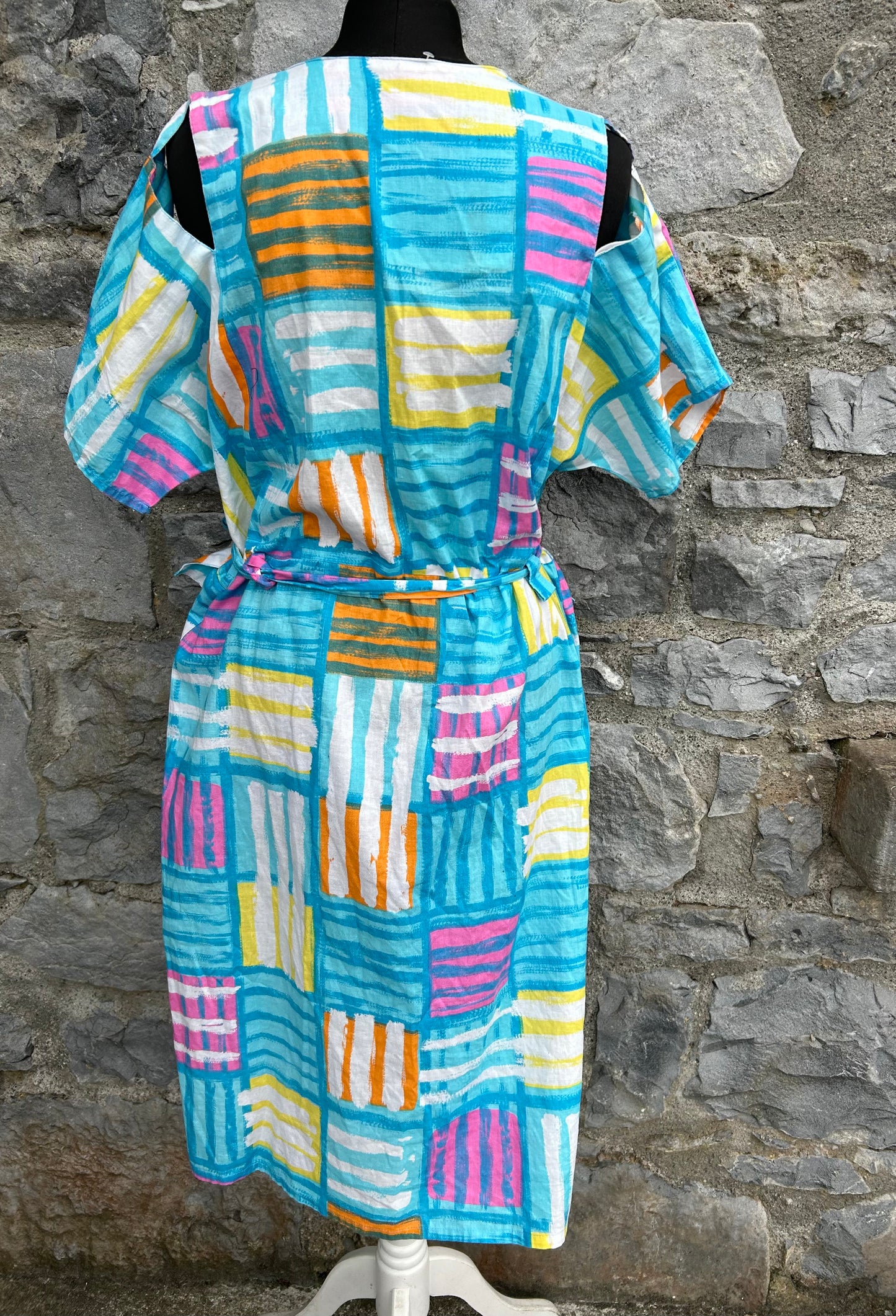 80s Blue patchwork dress uk 12-14