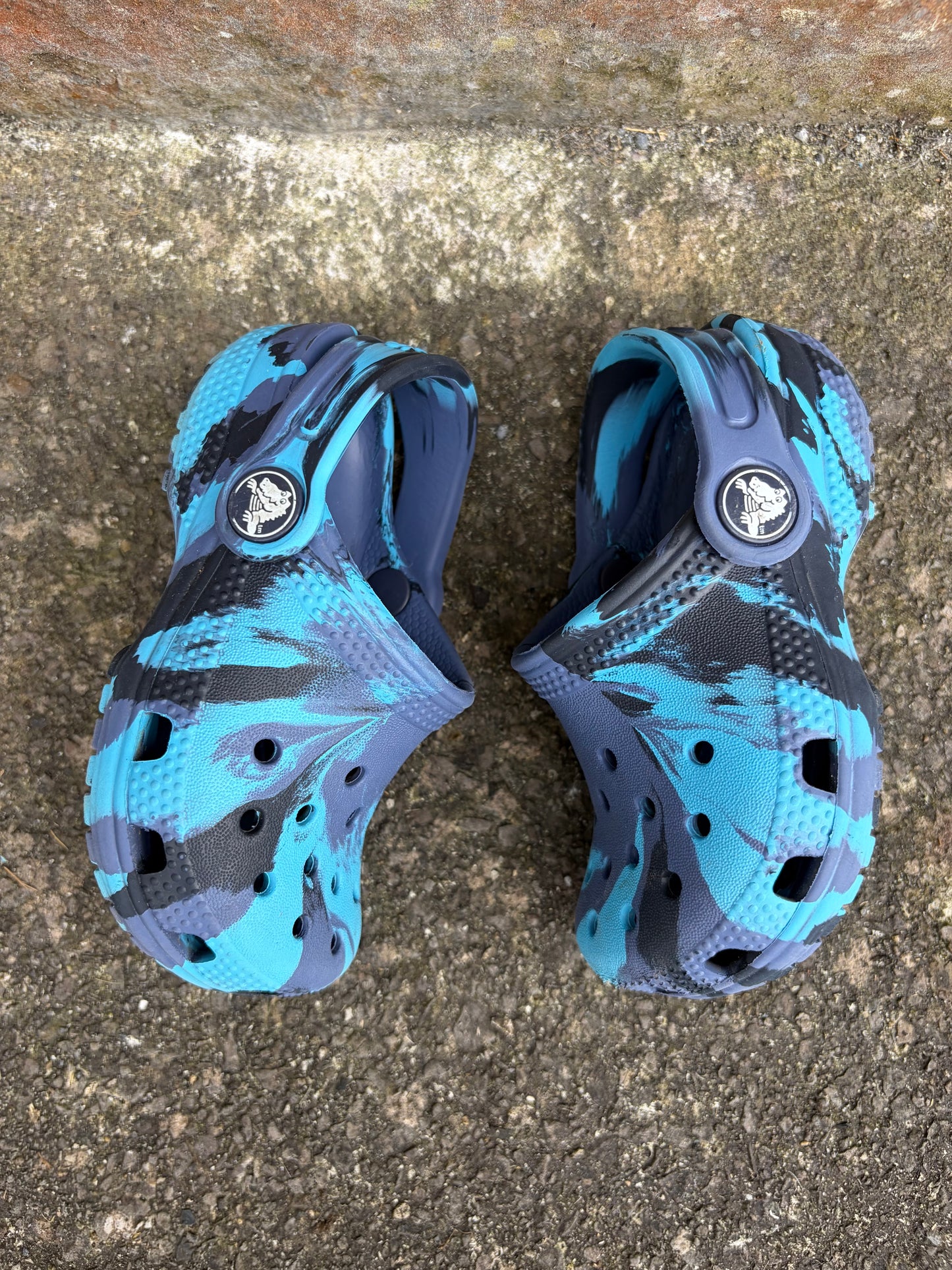 Classic Navy/Multi Marbled Clogs  uk 7 (eu 23-24)